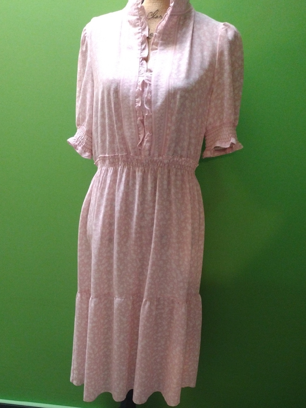 London Style Blush Pink Ruffle-Detail Midi Dress Sz 10